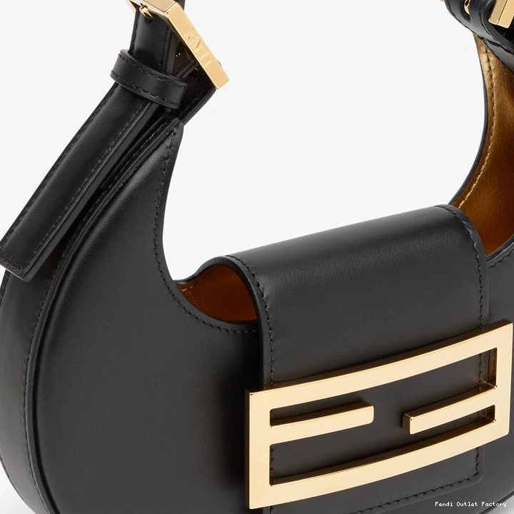 Cheap HOT Cookie Mini Bag Hobo Calf Black In Fendi Leather 0825